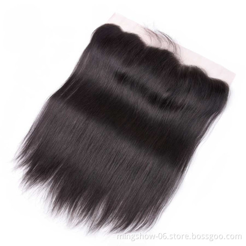 Straight 13x4 Lace Frontal Closure 100% Remy Human Hair Lace Closure Free/Middle/Three Part Natural Color